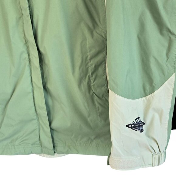 Columbia Womens XL Green Outdoor Hooded Rain Jacket Zip Front - Picture 12 of 16